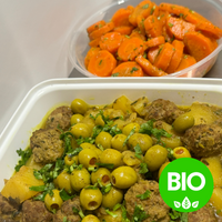 Boulettes de bœuf haché bio et huile d'olive et patates